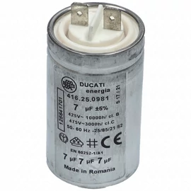7 uF 475V Kondenzátor, sarus, motor indító, fémházas (eredetivel megegyező minőség) ELECTROLUX szárítógép