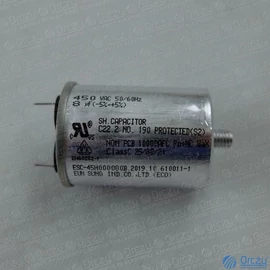 8 uF 450V Kondenzátor, sarus, motor indító, fémházas (eredeti) SAMSUNG szárítógép / RENDELÉSRE