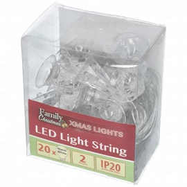 LED fényfüzér - csengettyű - 20 LED - 2,3 méter - melegfehér - 3 x AA