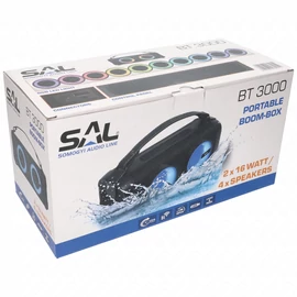 Hordozható bluetoothos hangszóró, IPX4 vízvédett, USB, beépített akkumulátor, Boom-Box, SAL BT 3000