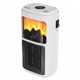 Elektromos fűtőtest, 400W, kerámia, hordozható, ventilátoros, termosztát, lángeffekt, HOME FKH 401 / RENDELÉSRE