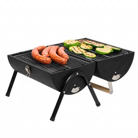 Hordozható asztali grill, faszén, faszénbrikett, nyitható fedél, 2 rostély, 2 széntartó rács, HOME GR01 / RENDELÉSRE