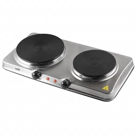 Elektromos főzőlap, hordozható, 1000+1500W,  ∅15 cm + ∅18 cm főzőfelület, rozsdamentes HOME HG R 04SS / RENDELÉSRE