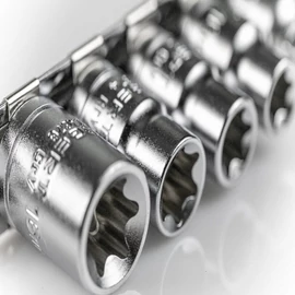 TORX dugókulcsfejek 1/4&quot;,és 3/8&quot;, 9 részes , E5 - E16,  HÖGERT HT1A884  / RENDELÉSRE