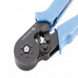 Érvéghüvely krimpelő fogó, racsnis, szigetelt saruhoz, hatpofás, 0,25-6  mm², HÖGERT HT1P205