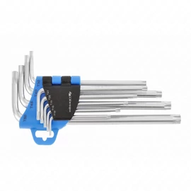 Imbuszkulcs készlet, 9 részes, furatos TORX T10-T50, CrV, extra hosszú, HÖGERT HT1W810
