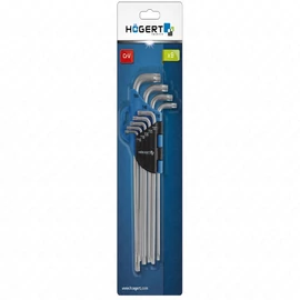 Imbuszkulcs készlet, 9 részes, TORX T10-T50 CrV, extra hosszú, HÖGERT HT1W818