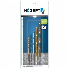 Fúrószár készlet fémhez, titán bevonat, (4/5/6/8/10  mm) csavarbehajtóhoz, 5 részes , HÖGERT HT6D180