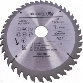 Körfűrészlap fához,  190x30  mm 40 fogas , HÖGERT HT6D784  / RENDELÉSRE