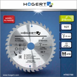 Körfűrészlap fához,  216x30  mm 36 fogas , HÖGERT HT6D786  / RENDELÉSRE