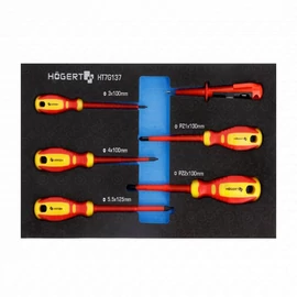 Szigetelt csavarhúzó készlet, 6 részes, SL és PH csavarhúzók,1000V, 395 x 180mm habszivacs, HÖGERT HT7G137 / RENDELÉSRE