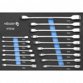 Racsnis csillagkulcs készlet, 16 részes, 6-21 mm, 395 x 180mm habszivacsban, HÖGERT HT7G146 / RENDELÉSRE
