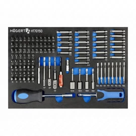 Bitfej készlet, 107 részes, (SL, PZ, PH, Torx), 395 x 180mm habszivacsban, HÖGERT HT7G150 / RENDELÉSRE