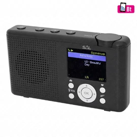 Internetrádió, 4in1, fekete, Bluetooth, LCD kijelző,  beépített akkuval, 11 óra üzemidő.,   SAL INR 3000 / RENDELÉSRE