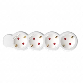 4-es hálózati földelt elosztó, 3 m, gyerekvédelem, 3x1,5mm², IP20, 16A, 3500W, fehér, HOME  NV 4-3/WH/1,5 / RENDELÉSRE