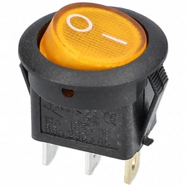 6A/250V AC, 23x21 mm Billenőkapcsoló, sárga, számos, kicsi, kerek (univerzális)