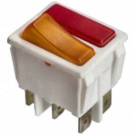 16A/250V AC 30x25 / 29x22 mm Billenőkapcsoló, dupla, piros-sárga, szögletes (univerzális) / RENDELÉSRE