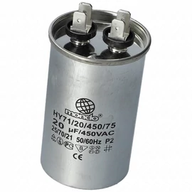 20 uF 450V Kondenzátor, sarus, fémházas (univerzális)