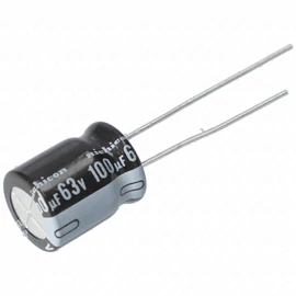 100 uF 63V Kondenzátor, furatszerelt (univerzális)  mini híradástechnika