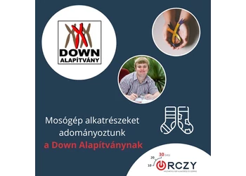 Mosógép alkatrészeket adományoztunk a Down Alapítványnak