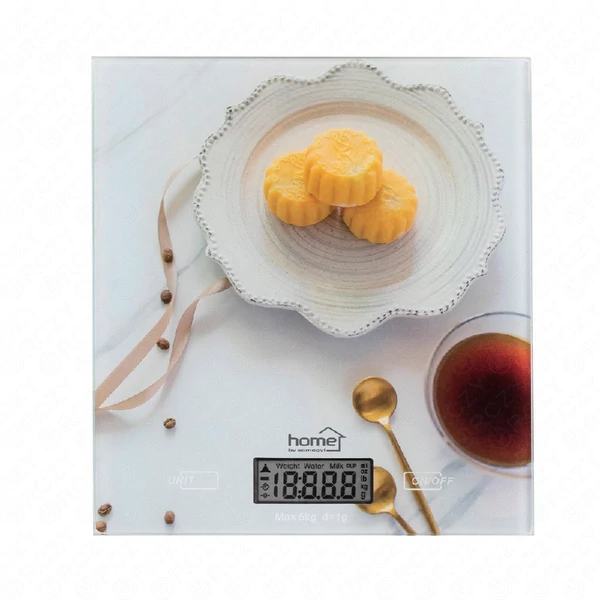 Konyhai mérleg, méréshatár 5 kg, mérési pontosság 1 g, tára funkció, automatikus kikapcsolás HOME HG M 05 / RENDELÉSRE