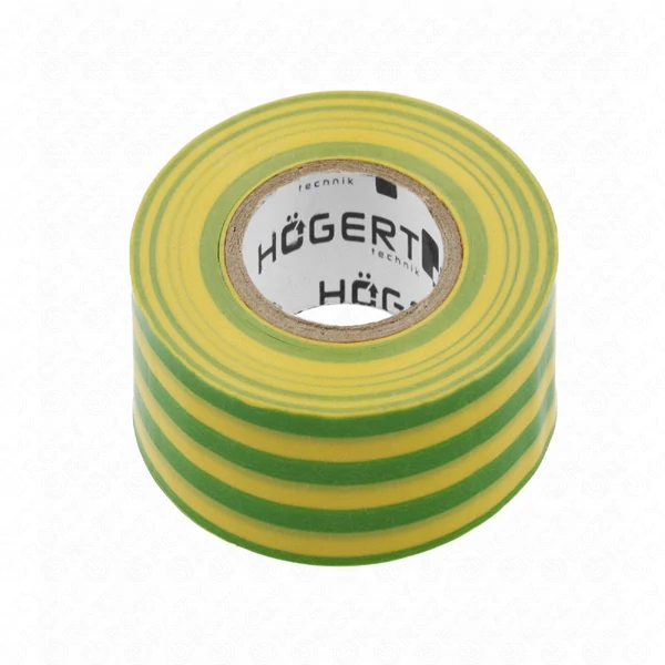 Szigetelőszalag, sárga-zöld, 20m, 19 mm, HÖGERT HT1P286