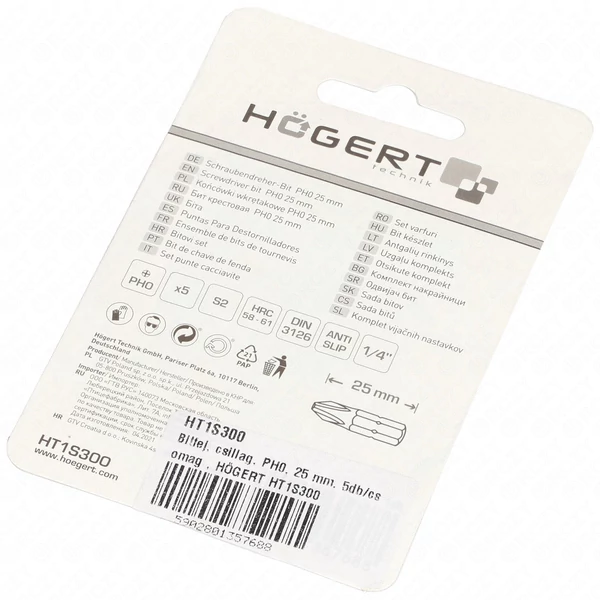 Bitfej, csillag, PH0, 25 mm, 5db/csomag , HÖGERT HT1S300