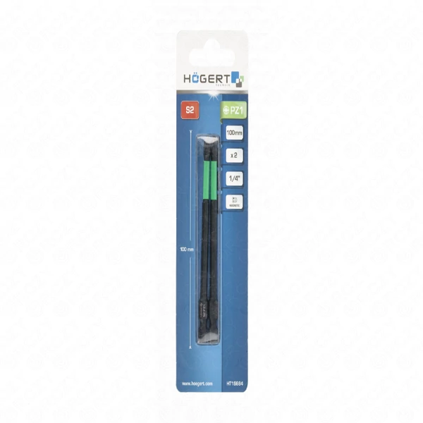 Csillagfejű bitfej, PZ1, 100mm, 2db/csomag, ütvecsavarozóhoz, HÖGERT HT1S684