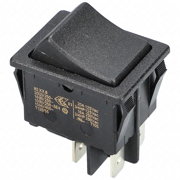 16A/250V AC 31x25 mm Billenőkapcsoló, motorhoz, fekete, szögletes, ETA 2404, 3404 porszívó